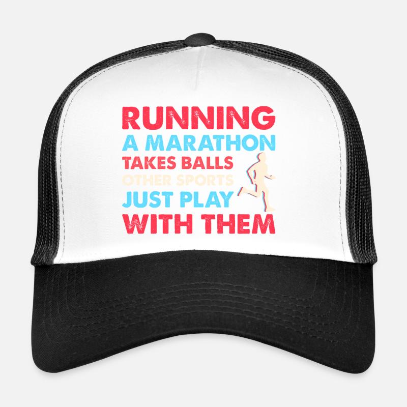 Running RUnning A Marathon Takes Balls Marathon Trucker Cap