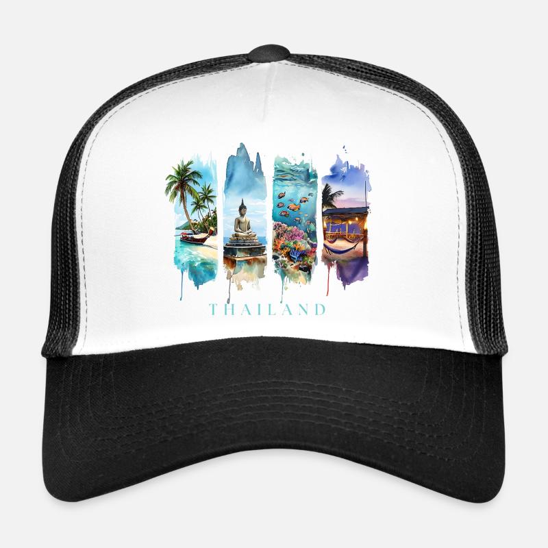 Voyage de vacances en Thaïlande – Bateau à longue queue & Bouddha Casquette trucker 