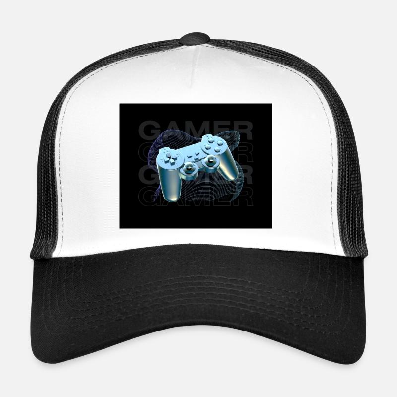 Neon Blue Controller 3D Trucker Cap