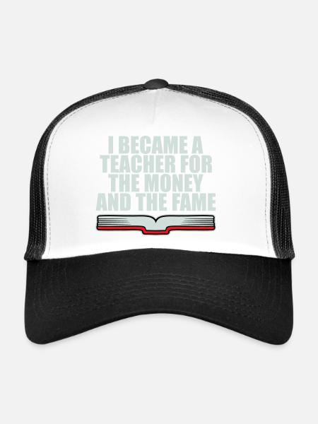 Je suis devenu professeur pour le logo de blague sur l’argent et la célébrité - Casquette trucker  - blanc/noir - Devant