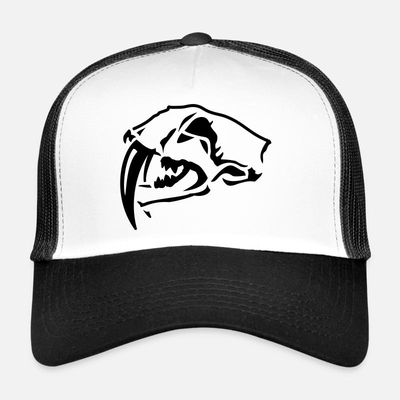 Sabre-toothed Tiger Skull - Trucker Cap - white/black