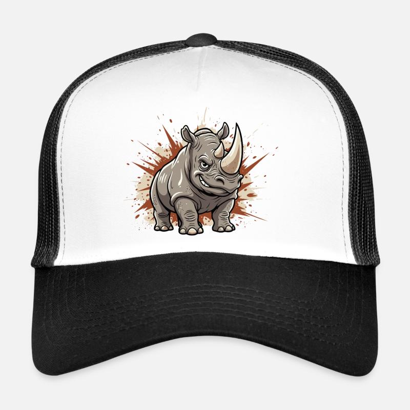 Powerful Rhino Cartoon Trucker Cap