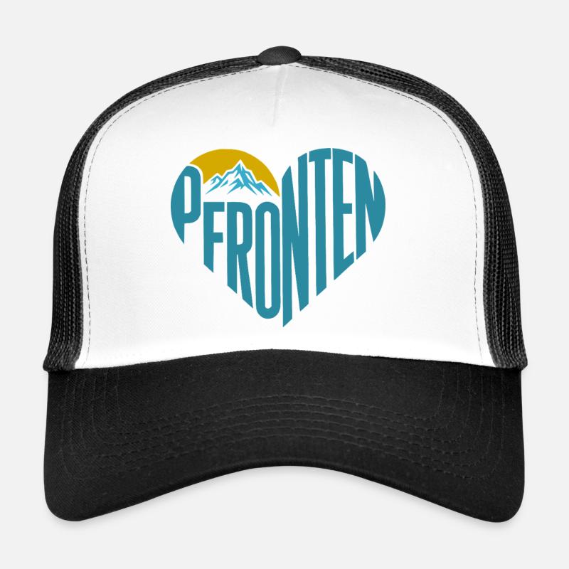 Pfronten Bergsilhouette Herz-Typografie Trucker Cap