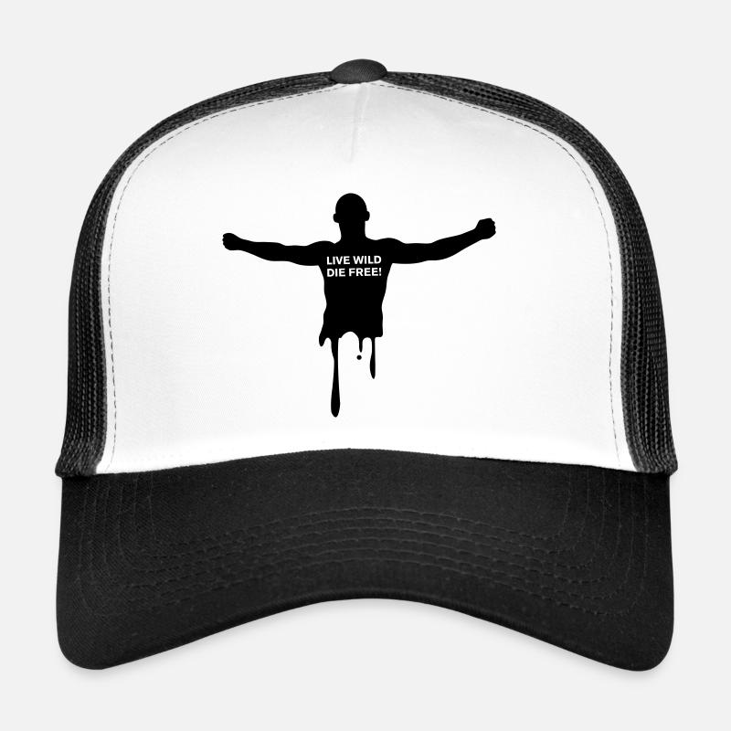 livewilddiefree - Trucker Cap - Weiß/Schwarz