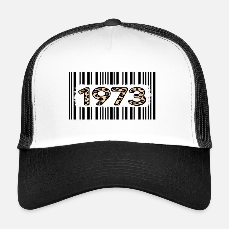 1973 birthday 49 years anniversary barcode leopard Trucker Cap