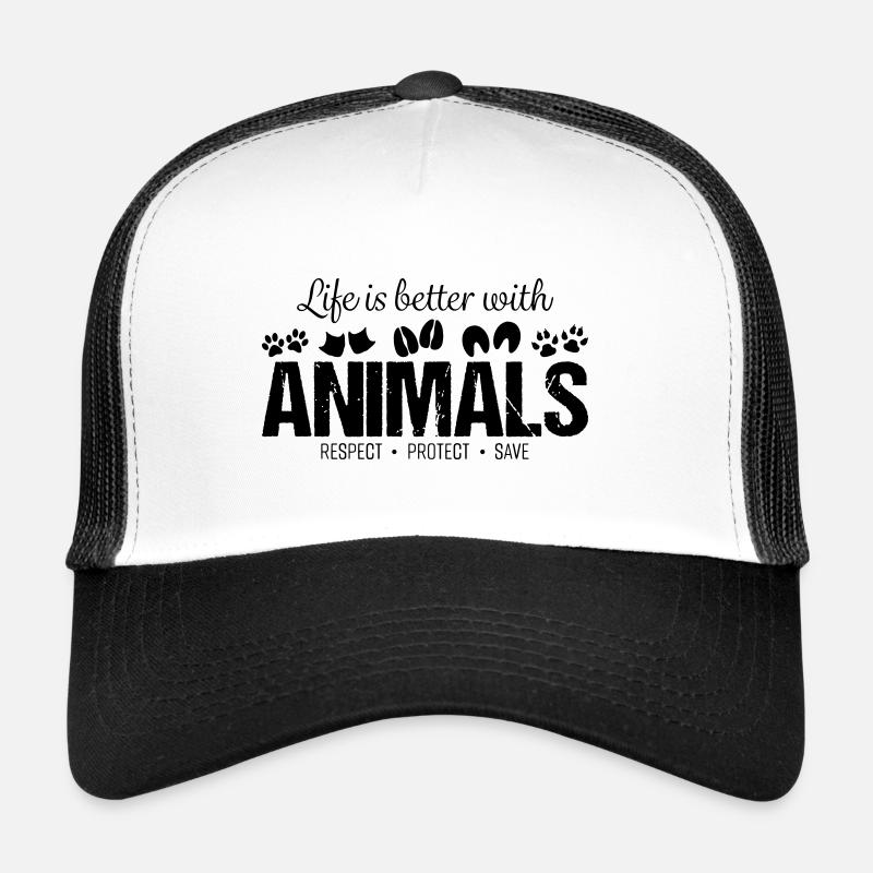 Tiere Animals Tierschutz Leben Vegan Geschenk - Trucker Cap - Weiß/Schwarz