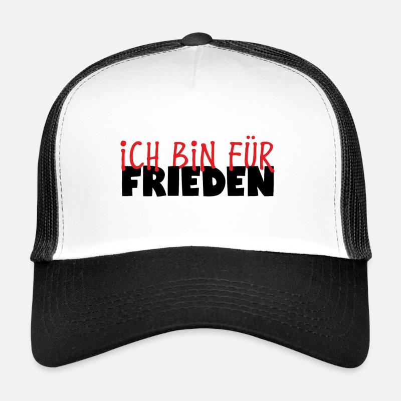 Ich bin für Frieden - Statement 1 - Trucker Cap - Weiß/Schwarz