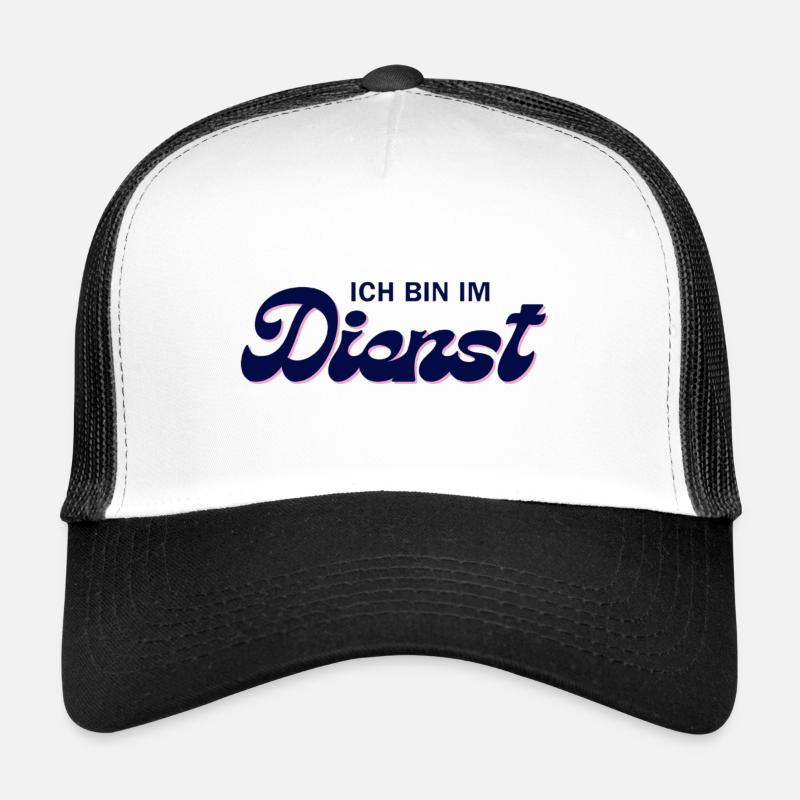 Ich bin im Dienst – Pink Script - Trucker Cap - Weiß/Schwarz