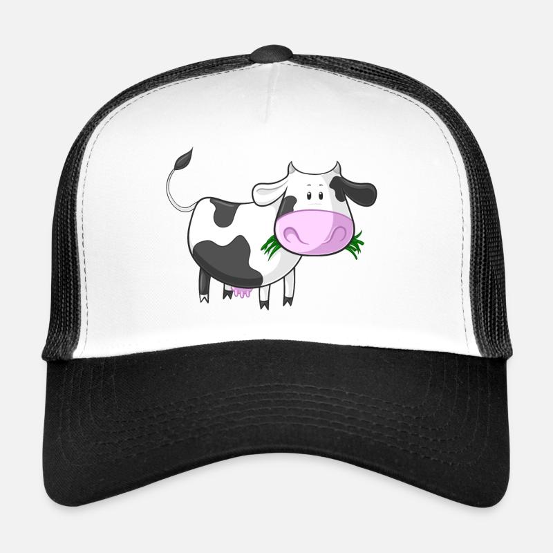 Naschende Comic Kuh - Trucker Cap - Weiß/Schwarz