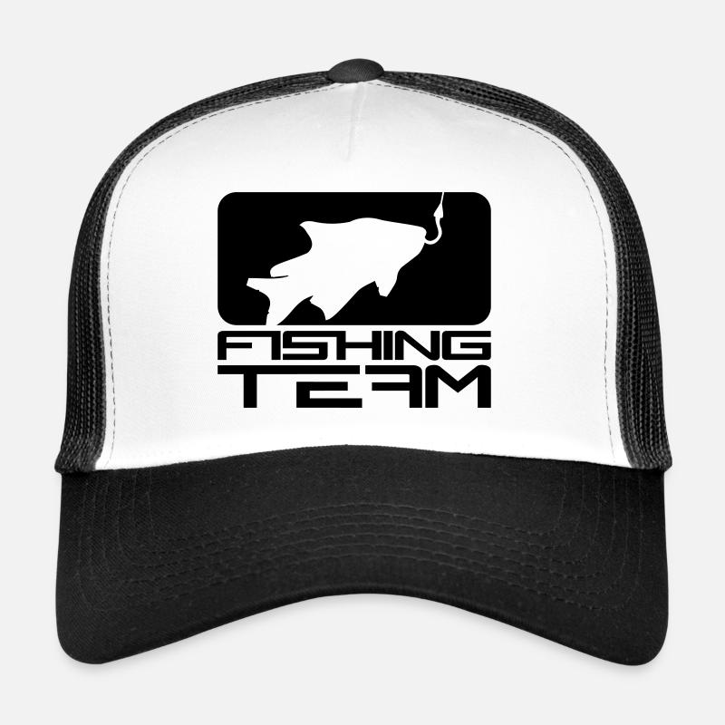 logo de sport de l'équipe de pêche noire attrapé poisson ang Casquette trucker 