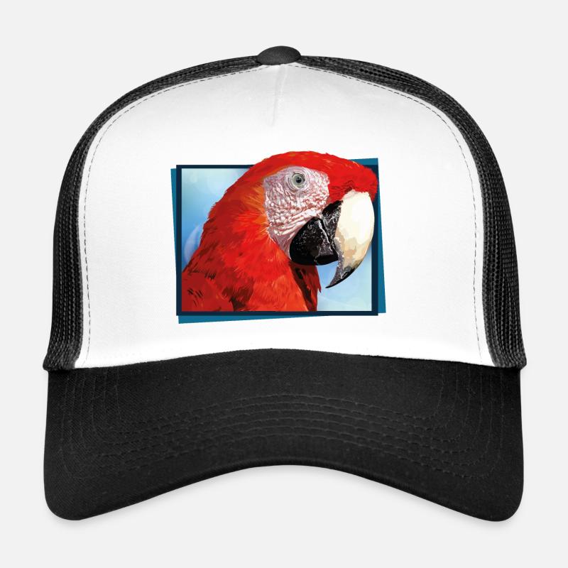 roter Ara - Trucker Cap - Weiß/Schwarz