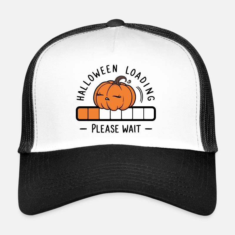 Kürbis Spruch Halloween Loading Please Wait - Trucker Cap - Weiß/Schwarz