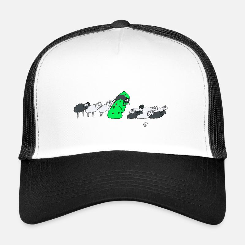 Schwarzes Schaf auf der Hecke - Trucker Cap - Weiß/Schwarz