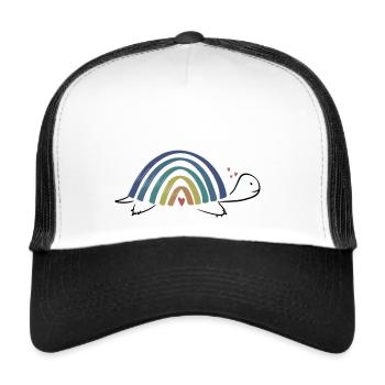 Schildkröte Regenbogen - Trucker Cap - Weiß/Schwarz - Vorne