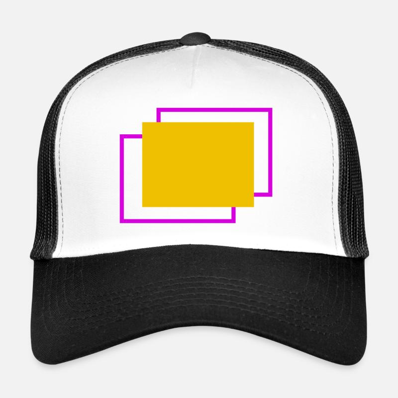 Yellow and fuchsia staggered frame Trucker Cap