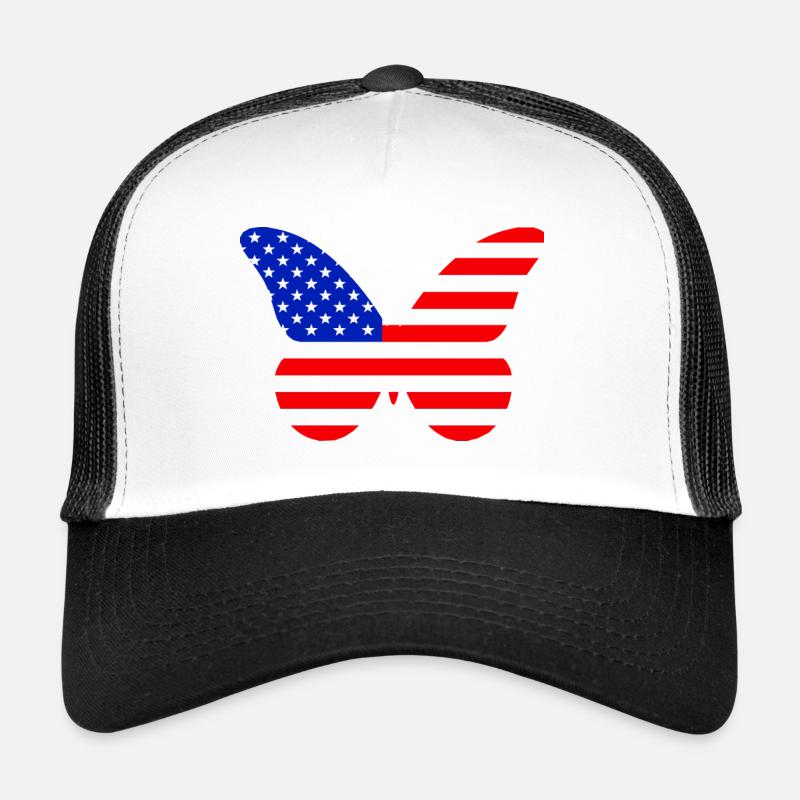 Striped American Wing - Trucker Cap - white/black