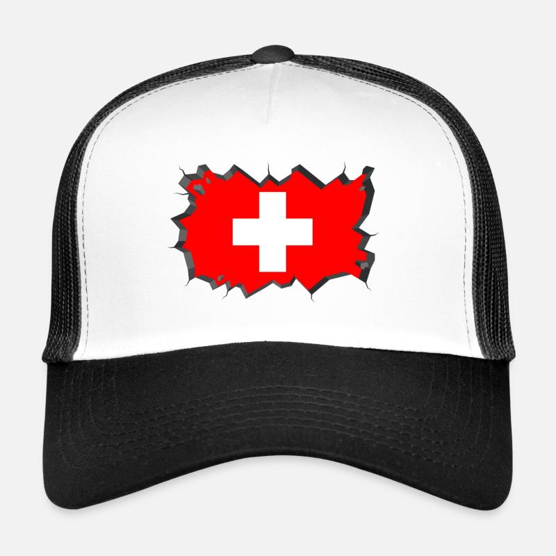 Schweizer Flagge Eisblock Risse Schweiz - Trucker Cap - Weiß/Schwarz