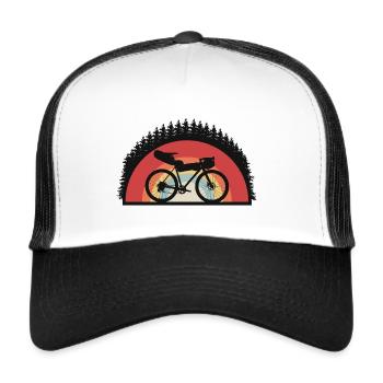 Bikpacking Gravelbike Fahrrad Radreisen Geschenk - Trucker Cap - Weiß/Schwarz - Vorne