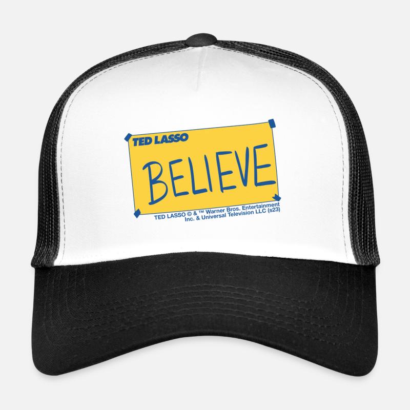 Ted Lasso Believe Écriture Bleue Et Jaune - Casquette trucker  - blanc/noir
