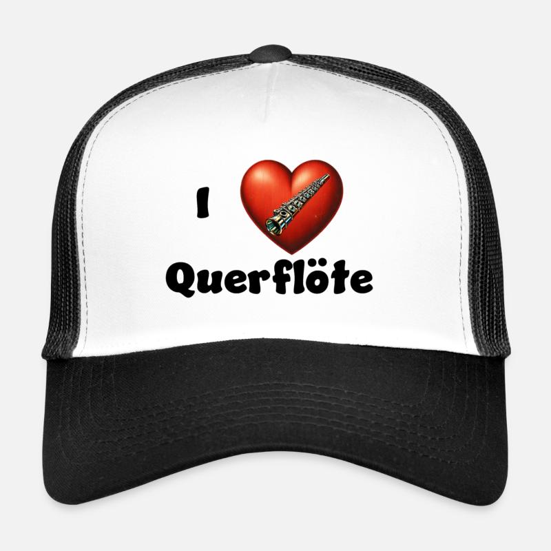 I love Querflöte - Trucker Cap - Weiß/Schwarz
