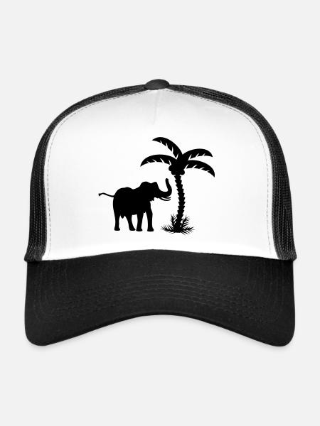 Elefant 'n Palme / elephant 'n palmtree (1c) - Trucker Cap - white/black - Front
