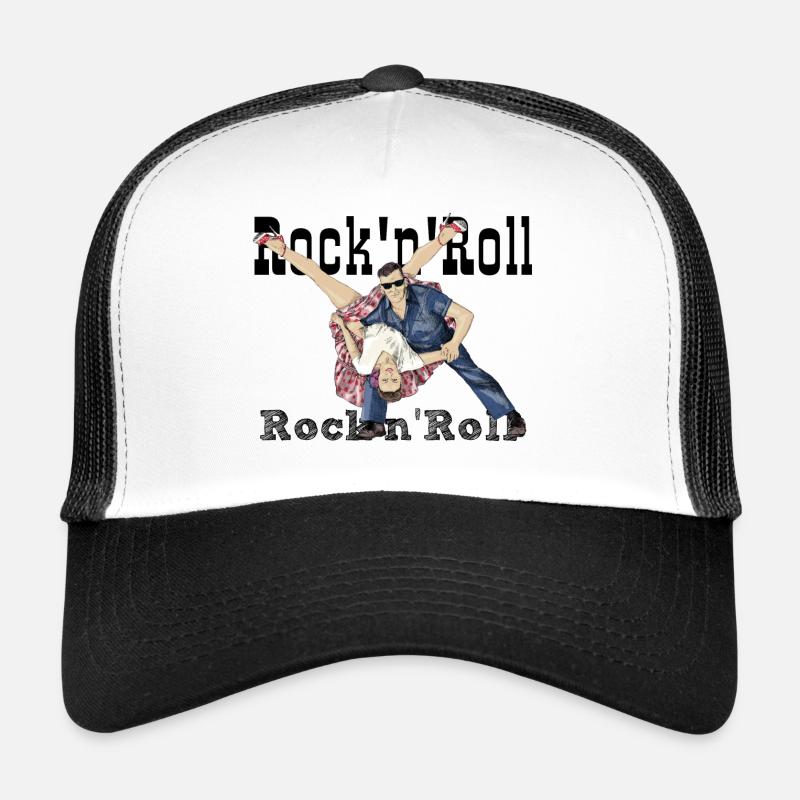 Rock and Roll - Casquette trucker  - blanc/noir