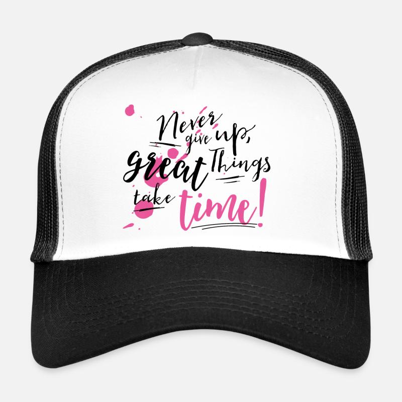 Never give up - Trucker Cap - Weiß/Schwarz