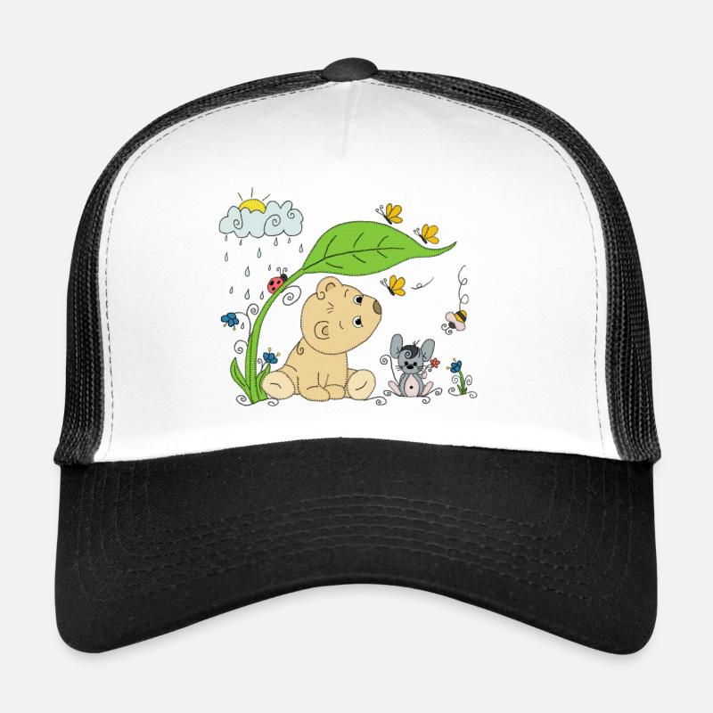 Bärchen im Regen - Trucker Cap - Weiß/Schwarz
