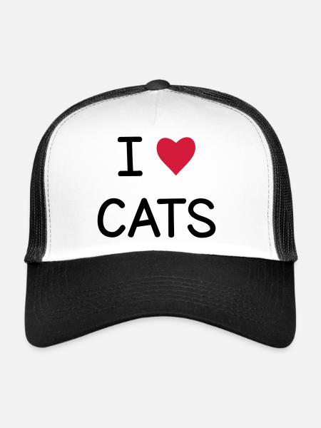 I love Cats cadeau pour les amis chats - Casquette trucker  - blanc/noir - Devant