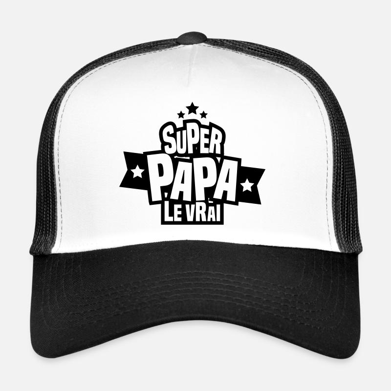 super papa le vrai - Casquette trucker  - blanc/noir