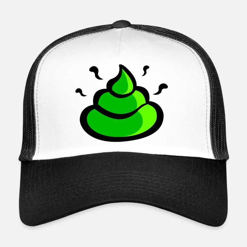 emoji caca vert - Casquette trucker  - blanc/noir