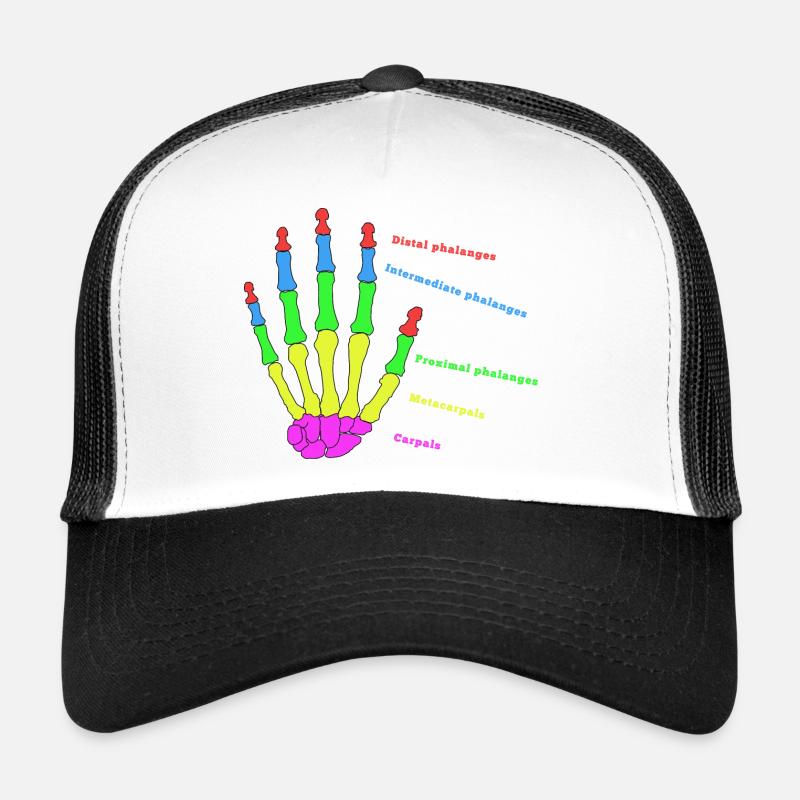 Hand Bone Anatomy Human Evolution Physio - Trucker Cap - white/black
