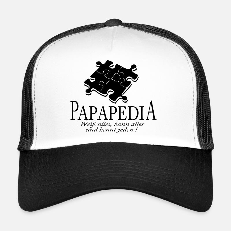 papapedia - Trucker Cap - Weiß/Schwarz