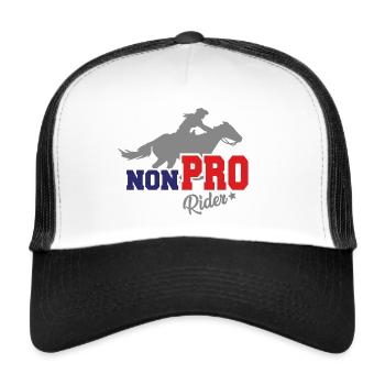 Reining Non Pro Westernreiterin auf Pferd - Trucker Cap - Weiß/Schwarz - Vorne