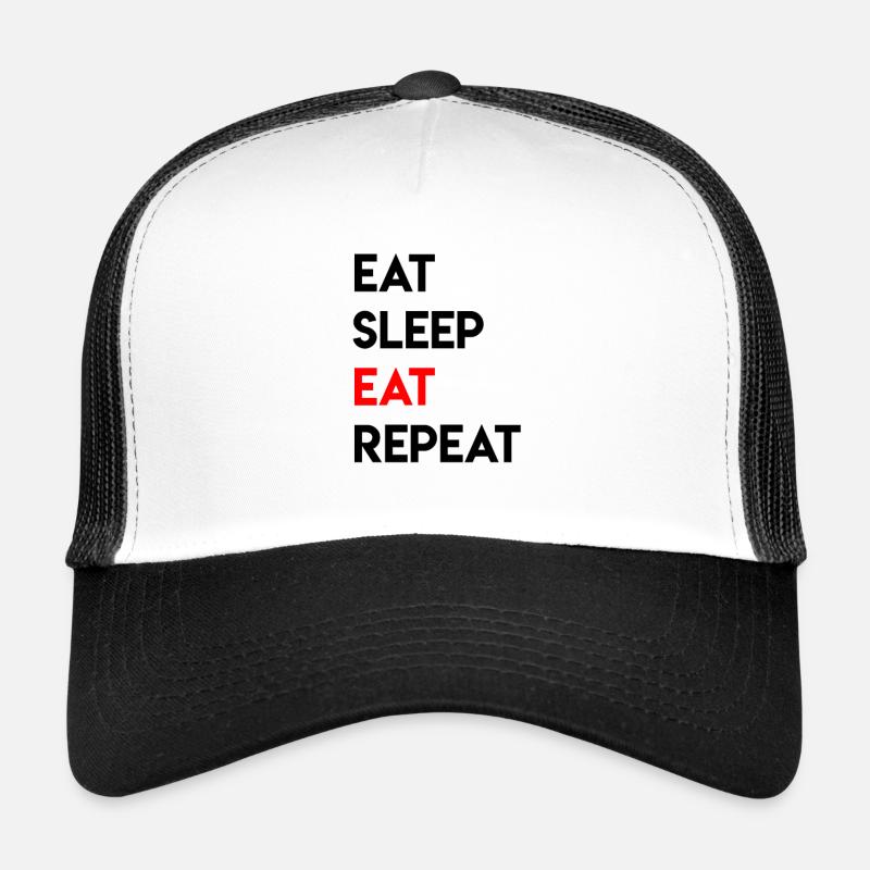 Eat Sleep Eat Repeat - Trucker Cap - Weiß/Schwarz