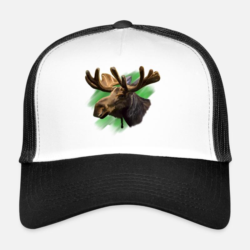 Elch - Trucker Cap - Weiß/Schwarz