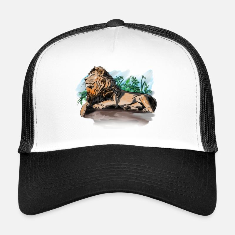 Lion - Casquette trucker  - blanc/noir