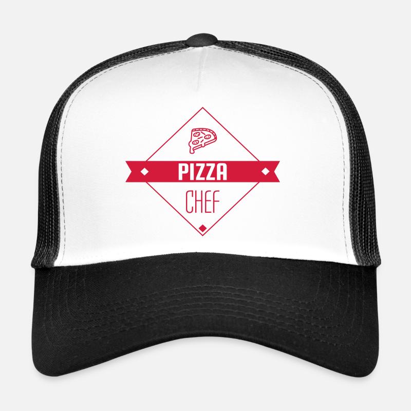 Pizza / pizzaiolo / Italien / Burger - Trucker Cap - Weiß/Schwarz