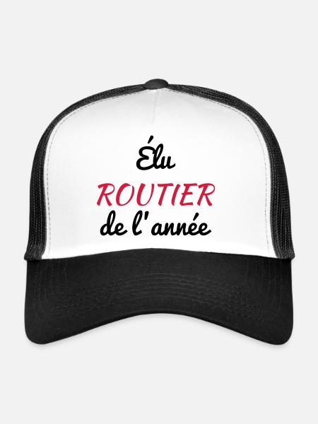 Routier / Chauffeur Poids-lourd / Camion / - Casquette trucker  - blanc/noir - Devant