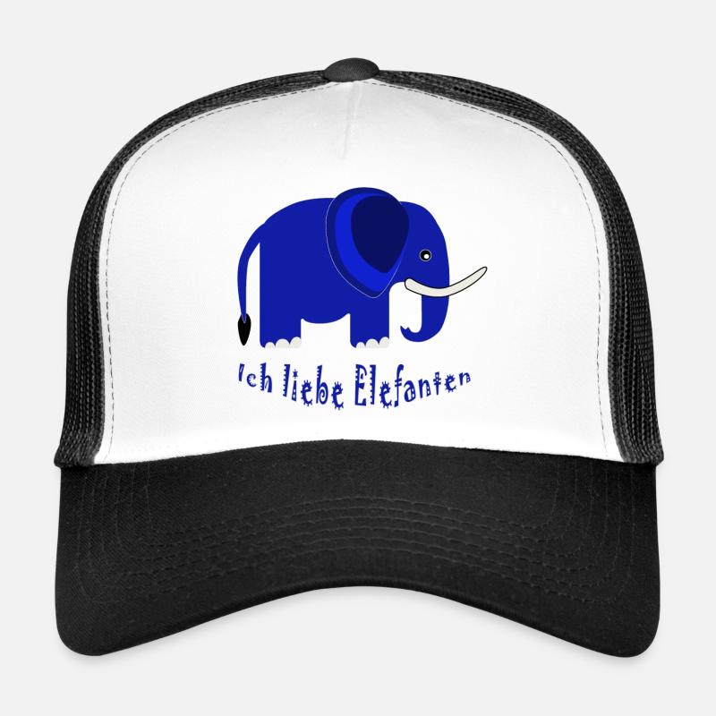 Blue Elephant I Love Elephants - Trucker Cap - white/black