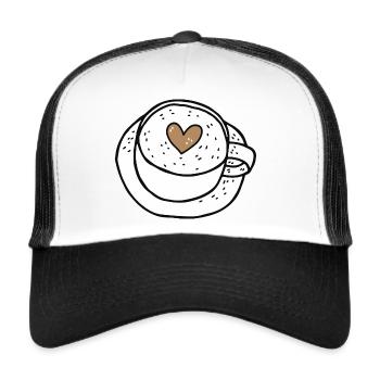 Latte Art: Cappucchino with a heart - Trucker Cap - white/black - Front