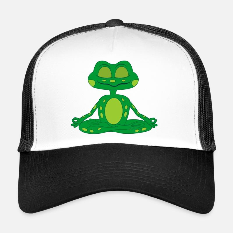 Zen-Meditationsfrosch - Trucker Cap - Weiß/Schwarz