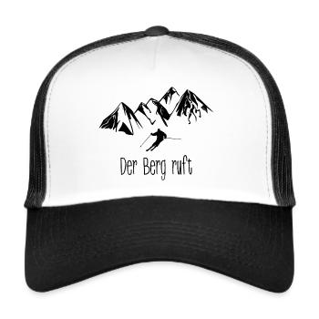 Skifahren Wintersport der Berg ruft - Trucker Cap - Weiß/Schwarz - Vorne