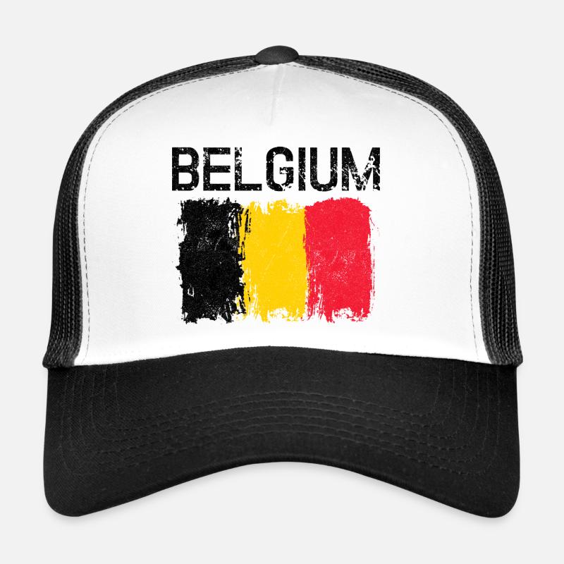 Stries de brosse jaune rouge marquées - Casquette trucker  - blanc/noir