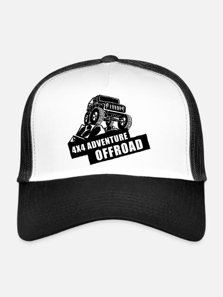 4x4 Adventure Offroad Jeep - Trucker Cap - white/black - Front