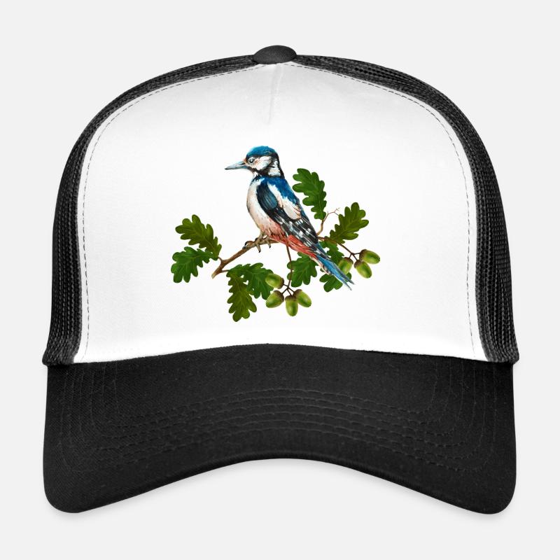 Oiseau coloré - Casquette trucker  - blanc/noir