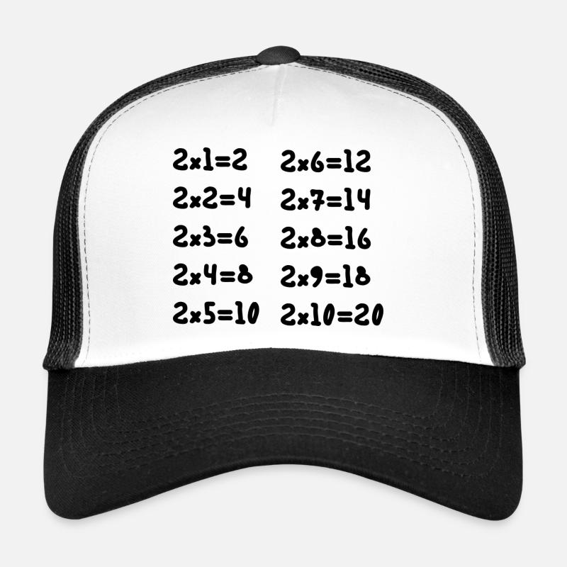 Table de multiplication deux - Casquette trucker  - blanc/noir