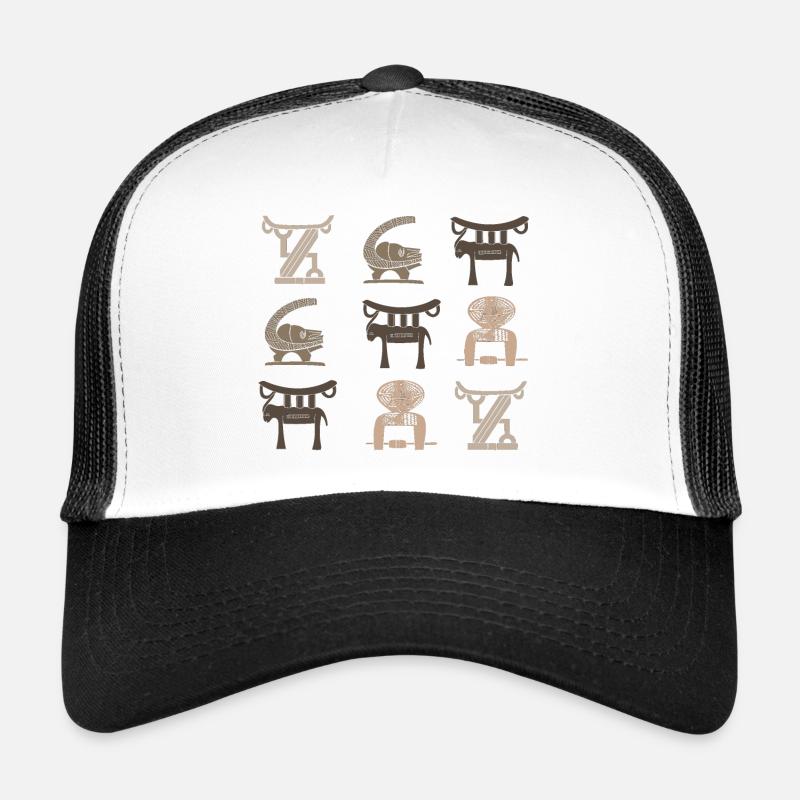 Abstrakte afrikanische Stammeskunst - Trucker Cap - Weiß/Schwarz