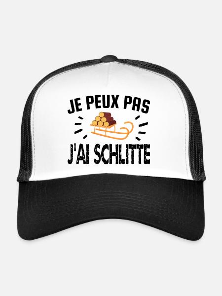 je peux pas j'ai schlitte - Casquette trucker  - blanc/noir - Devant