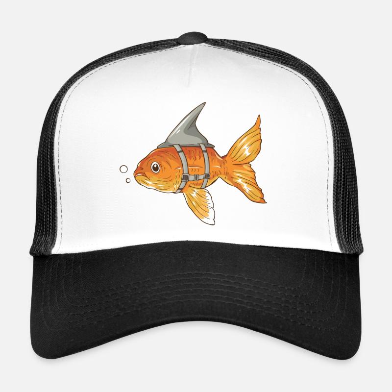 Drôle de poisson rouge avec aileron de requin attaché Casquette trucker 